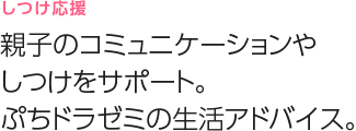 しつけ応援
親子のコミュニケーションやしつけをサポート。ドラゼミの生活アドバイス。