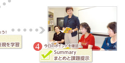 ４「Summary」まとめと課題提示。今日のポイントを確認！